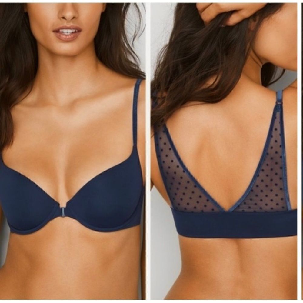 Victoria’s Secret Teal Demi Front Closure Bra Sheer and Velvet Accents  36DD